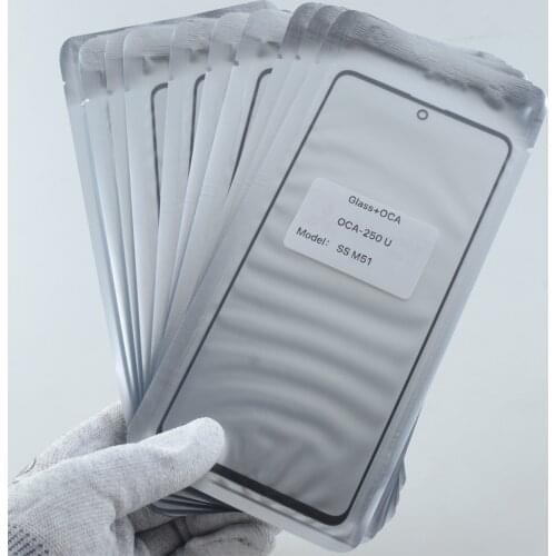 5XFront Outer Glass+OCA Glue For Samsung Galaxy M51 F62 F41 F12 A22 A31 A02s A02 M42 M62 M02 M12 Screen Touch Panel Replacement