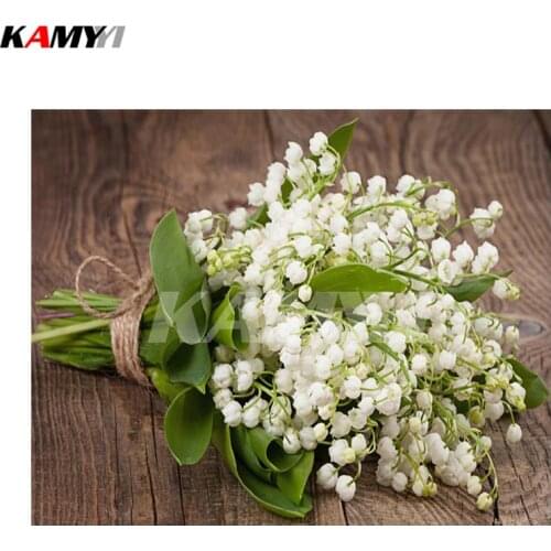 DIY Diamond Painting Embroidery Lily of the valley Flowers Decorative Vase Pictures of Rhinestones Hobbies Crafts Wedding Dec DD