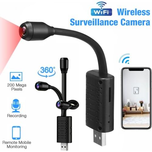 WiFi USB Security Camera Remote Monitor 160° Viewing Angle 4K/1080P/720P Wireless Surveillance Security Cameras for Home Office