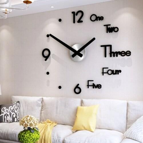 DIY Digital Wall Clock 3D Sticker Modern Design Large Silent Clock Home Office Decor Wall Watch for Living Room Decoration