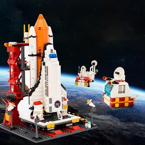 DIY Space Shuttle Launch Center Lunar Lander Model Building Blocks Spaceship Spaceport Figure Rocket Bricks Construction Toys