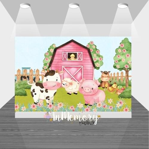 Farm Animal Barn Tractor Newborn Backdrop Baby Shower 1st Birthday Party Photography Background For Photo Studio Photophone Prop