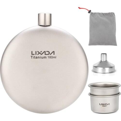 260ml Leakproof Titanium Flask Alcohol Whisky Wine Flask with Cup Set for Outdoor Camping Backpacking Travel Picnic