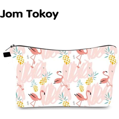 Jom Tokoy Cosmetic Bag Printing Flamingos Personalised Makeup Bags Organizer Bag Women Beauty Bag hzb1004