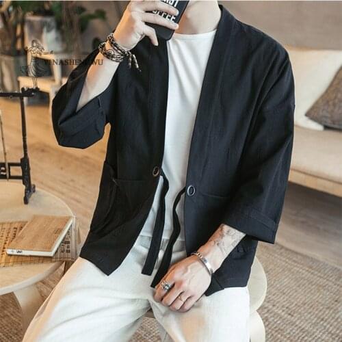 Kimono Embroidery Japanese Coats Costumes Men Harajuku Style Japan Haori Cardigan Chinese Traditional Print Loose Shirts Yukata