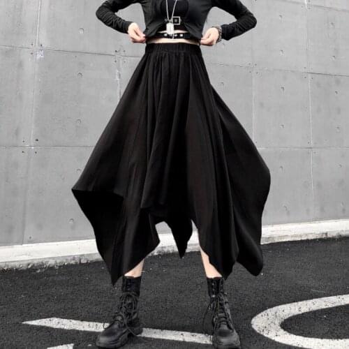 Korean Black Gothic Skirt Women Chic Irregular Y2k Retro Victorian Skirt Female Casual High Street Fashion Slim Party Clothes