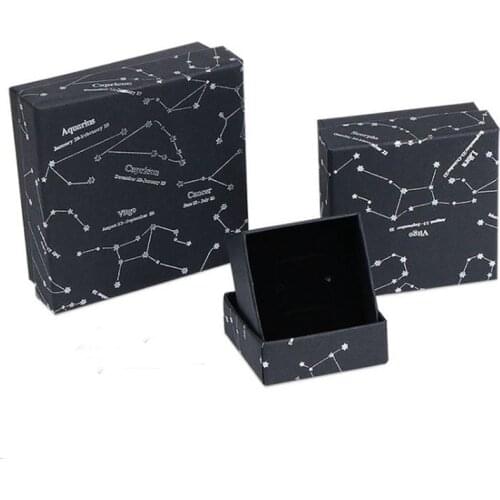 Black Box For Jewelry Constellation Star Jewelry Box Ring Pendant Necklace Paper box Square jewelry organizer box Engagement