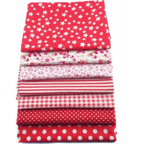 Red 50*50cm 7/lot Plain Cotton Fabric Telas Patchwork Tilda Fat Quarter Bundles Fabric For Diy Sewing Baby Bedding Sheet Tissus