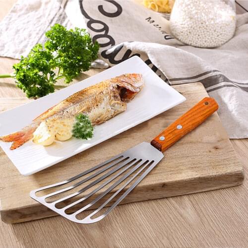 Kitchen Non-slip Stainless Steel Frying Spatula Leaky Shovel Fish Slice Cookware Utensils