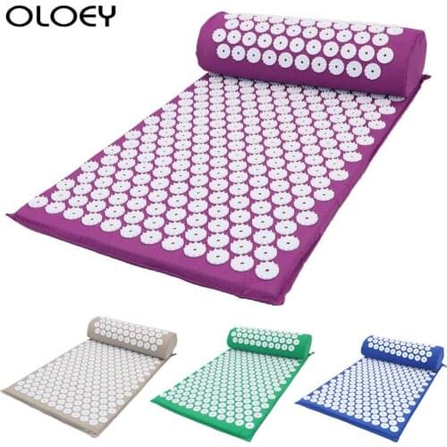 Massage Mat Acupressure Mat and Pillow Set for Back and Neck Pain Relief Stress Tension Muscle Relaxation Yoga Massager Cushion