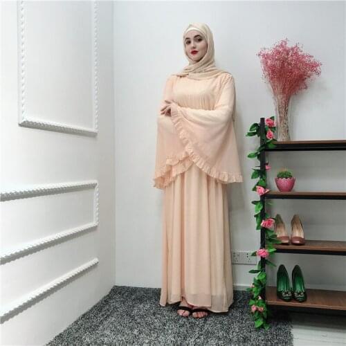 Eid Ramadan Jilbab Prayer Muslim Dress Women Dubai Arab Flare Sleeve Abaya Musulman Marocain Prayer Garment Long Robe Vestidos