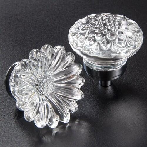 Starfish/ Shell Shape Crystal Cabinet Knob With 22mm Screw Single Hole European Transparent Cabinet Door Handle Wardrobe Handles