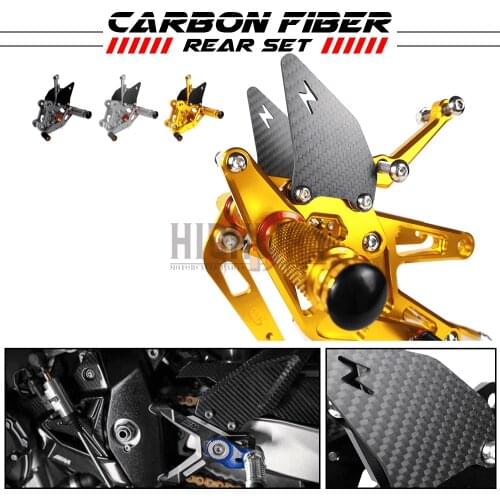 Motorcycle CNC & Carbon Fiber Footrest Rear Sets Adjustable Rearset Foot Pegs for YAMAHA YZF-R6 YZF R6 YZFR6 2003-2005