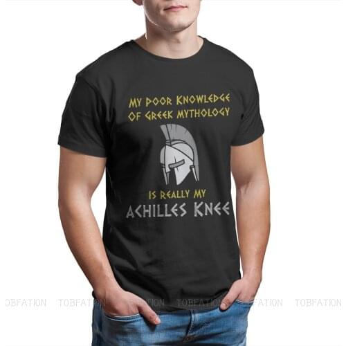 Greek Mythology Ares Ancient Folklore TShirts for Men Achilles Knee Oversized Graphic Crewneck Cotton Streetwear 2020