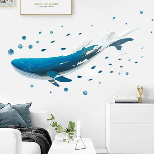 Whale wall stickers background wall decoration creative personality self-adhesive wallpaper