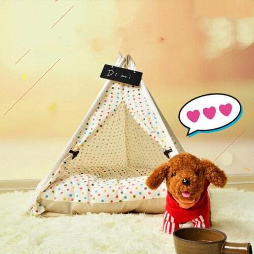 2020 New Coloured Polka Dot Dog Tents Cushions Washable Tent Puppy Cat Indoor Outdoor Portable Teepee Mat Large Houese Tents Dec