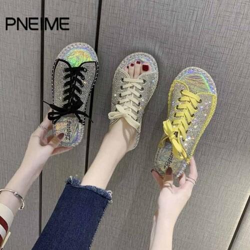 PNEIME New Womens Sandals Slippers Outdoor Flat Shoes Rhinestone Laces Colorful Beach Shoes Womens Summer Fisherman Shoes