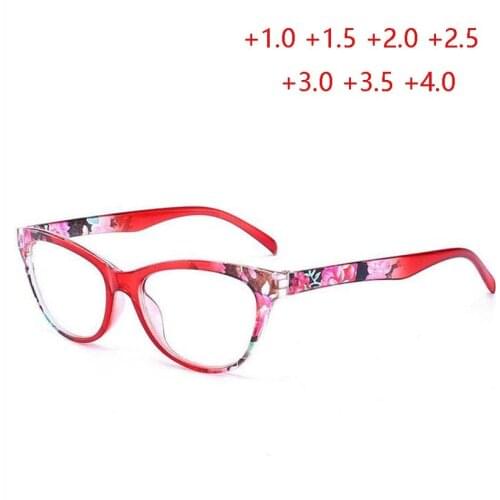 Fahion Cat Eye Hyperopia Glasses For Unisex Retro Red/Blue Frame Reading Glasses For Elderly Lentes de lectura mujer +1.0 To+4.0