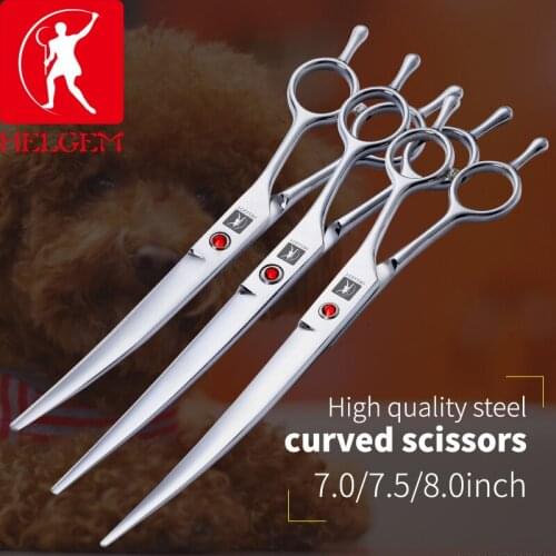 HELGEM 7.0 /7.5 /8.0 inch Professional Pet Grooming Curved Scissors Shears Dogs 9CR
