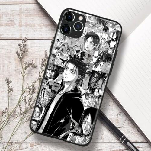 Eren Jaeger Attack on Titan Glass Soft Silicone Phone Case FOR IPhone SE 6s 7 8 Plus X XR XS 11 12 Mini Pro Max Cover Shell
