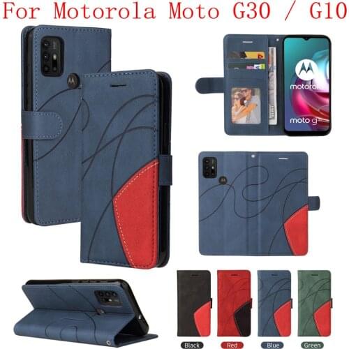 Sunjolly Case for Motorola Moto G30 G10 Wallet Stand Flip PU Leather Phone Case Cover coque capa Case Cover