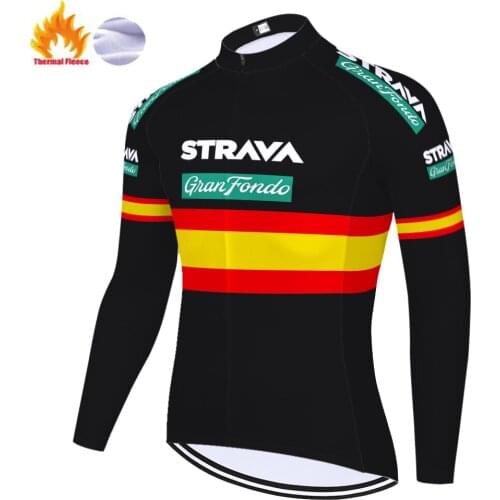 STRAVA Winter Cycling jersey 2021 Thermal Fleece Long Sleeve Sportswear Keep Warm Bicycle Team Racing Jersey Suit