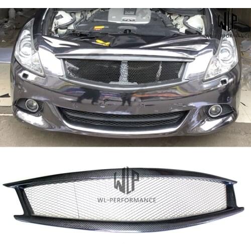 G25 G37 High quality Carbon fiber Front bumper grill grille Car body kit grille For Infiniti G25 G37 Car styling 09-13