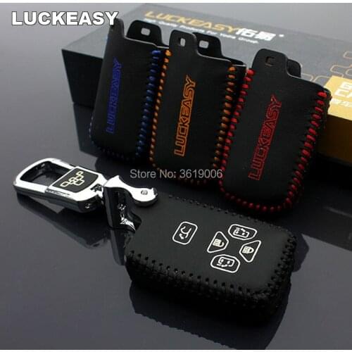 LUCKEASY High Quality Leather Remote Key Case Cover Holder For Toyota Previa