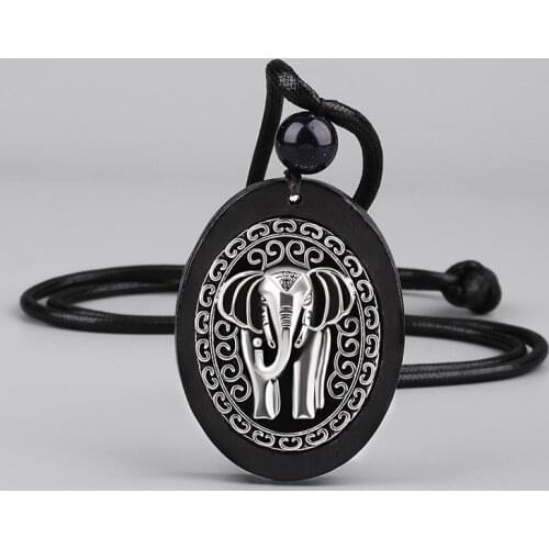 WEIYU Fashion Jewelry Buddha India Elephant Pendant Necklace For Women Men Sandalwood Wooden Lucky Amulet Sweater Chain Necklace