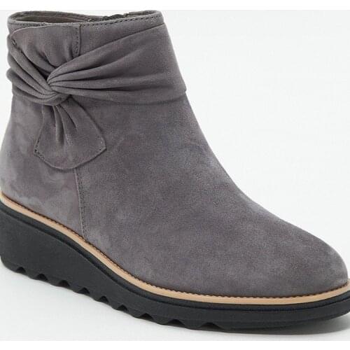 New Women Boots Autumn Solid Suede Wedges Platform ankle Boots Fashion Bow-knot Chelsea Boots Platform Zipper Walking Shoes 54b