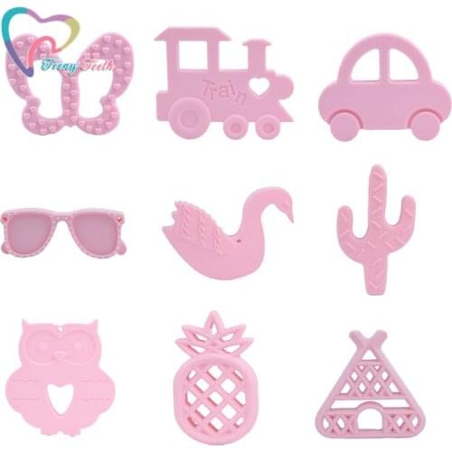 1 PC Pink Car Train Teepee Silicone Teether BPA Free Baby Teething Toy Infant Newborn Nursing Gifts Baby Toys Silicone Teether