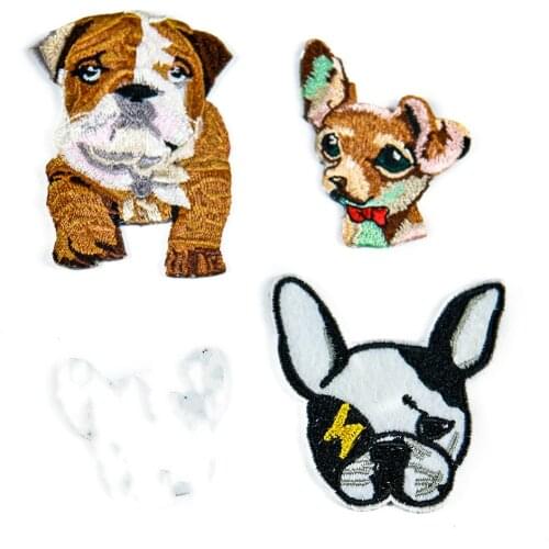 1 PCS High Quality Cute Fashion Dog Embroidery Animal Sticky Cloth Paste Clothing Patch Hole DIY Accessories Iron on Dog Patch