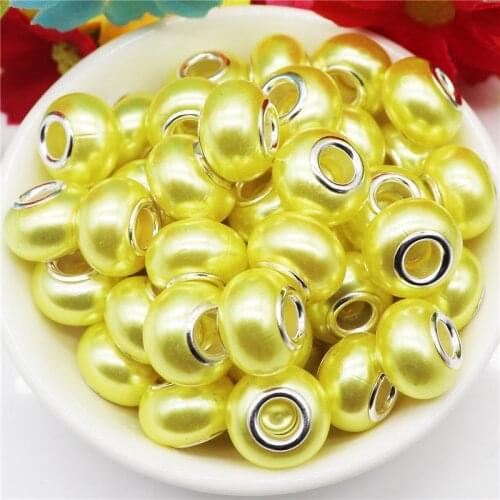 10Pcs New Murano Resin Beads Large Hole Fit European Charm Bracelet Silver Plated Core Chain Spacer Necklace Jewelry Making Bulk