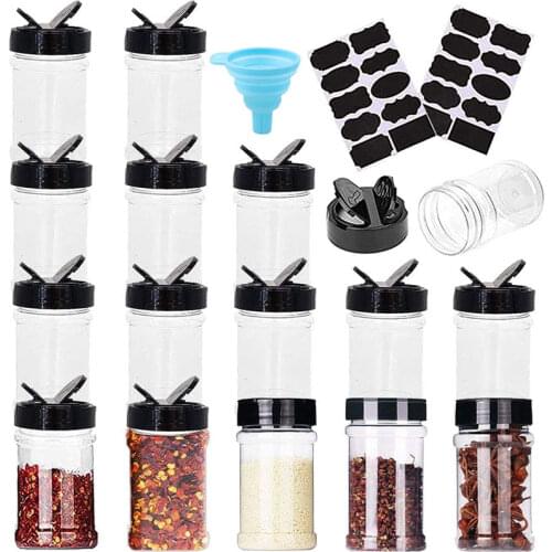 12/20pcs Empty Clear Plastic Spice Jars Containers with Lids,Labels Seasoning Storage Bottles for Storing Spice Kitchen Accessor