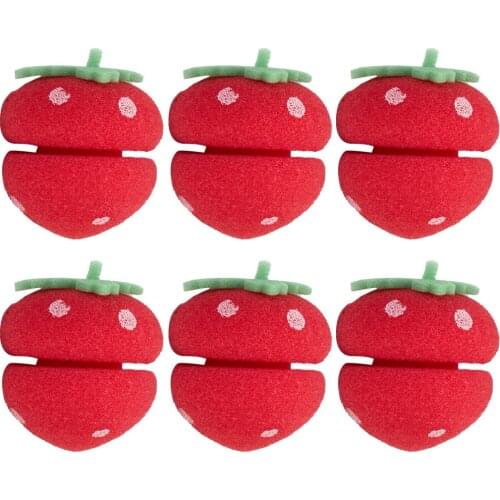 6pcs Cute Strawberry Hairdressing Soft Foam Sponge Curlers Rollers Hair Styling Tools