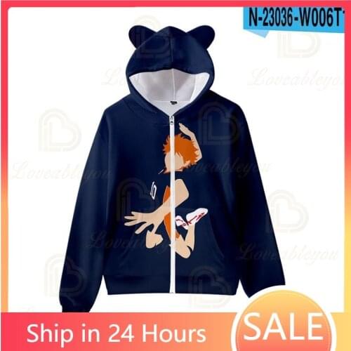 Bargin Price Demon Slayer Cute Hoodie Cat Ear Swearshirt Harajuku Cartoon Print Pullover Girls Sweatshirt Streetwear Pullover