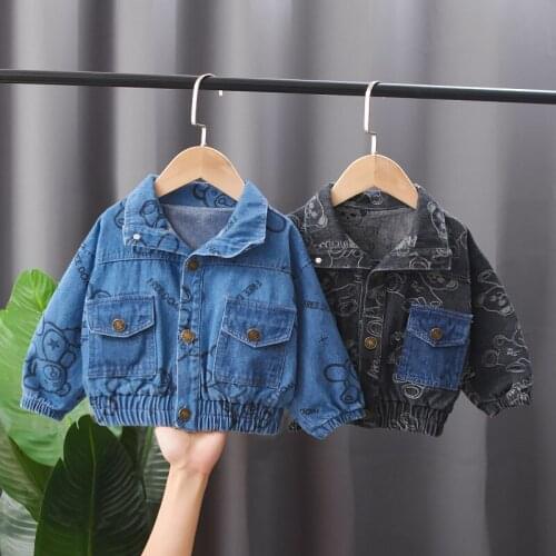 2021 Denim Jacket for Boys Fashion Coats Children Clothing Autumn Baby Girls Clothes Outerwear Cartoon Jean Jacket Coat