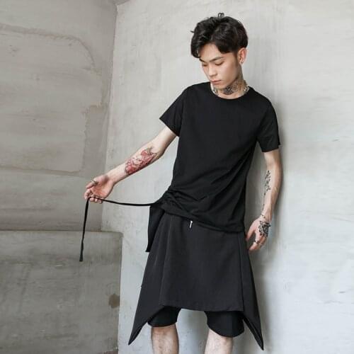 2021 summers new Harajuku style asymmetric personality loose T-shirt with slant hem
