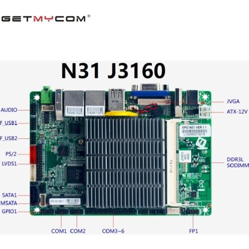 Getmycom OriginaEP-3160-03 Intel J3160 on-board CPU 3.5inch embedded industrial motherboard ddr3 8*USB 6*COM 2* MINI PCIE VGA DP