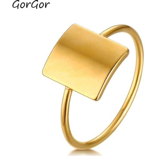 GorGor New Arrivals Stainless Steel Simple Geometric Curved Brand Ladies Gold Rins for Elegant Woman Jewelry Hot Gift R-463G