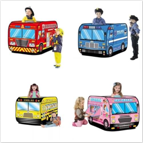 Game House Play Tent Fire Truck Police Bus Car Outdoor Foldable Kids Pop Up Toy Playhouse Cloth Children Toy Model House Bus