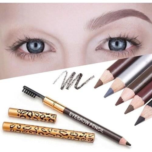 Leopard Eyebrow Pencil With Brush Quick-drying Double-headed Eyebrow Pencil Long Lasting Natural Waterproof Eyebrow 5 Colors