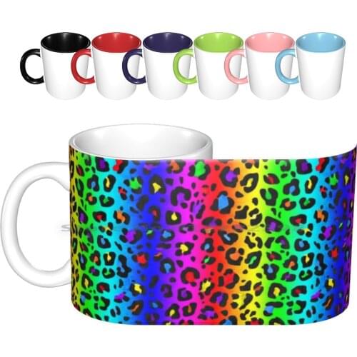 Double Rainbow Leopard Print All Over Animal Pattern Ceramic Mugs Coffee Cups Milk Tea Mug Leopard Leopard Pattern Bumblefuzz
