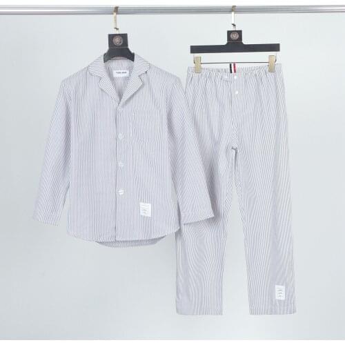 TB THOM Brand Men Women Shirt Pants Pajamas Sets Long Sleeve Couple Clothing Comfortable Soft Suit