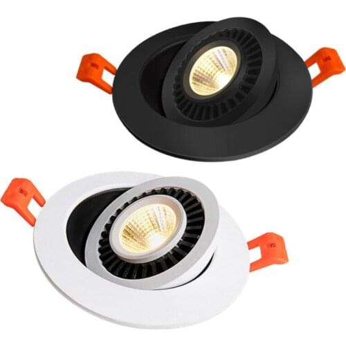 Round 360 Angle Adjustable LED COB Recessed Downlight Black/White 5W 7W 10W 12W 15W 18W LED Ceiling Spot Light Pic Background