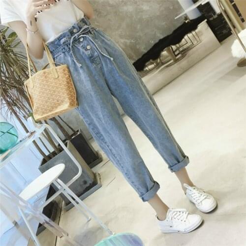 Summer Autumn Women Washed High Waist Casual Denim Pants Loose Straight Boyfriend Jeans For Woman Jean Plus Size 5XL