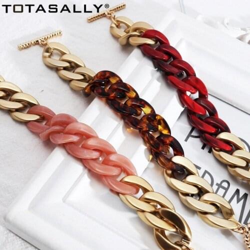 TOTASALLY Fashion Link chain Bacelets Thick Golden Mix Leopard Black White Resin Chain Toggle Bangle Cocktail Jewelry for party