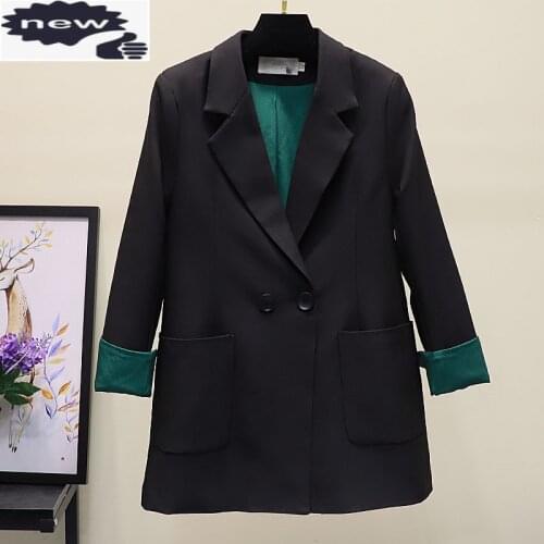 Fashion Solid Color Women Blazer Spring Elegant Office Long Sleeve Suit Jacket Double Breasted Lapel Casual Short Coat S-XL