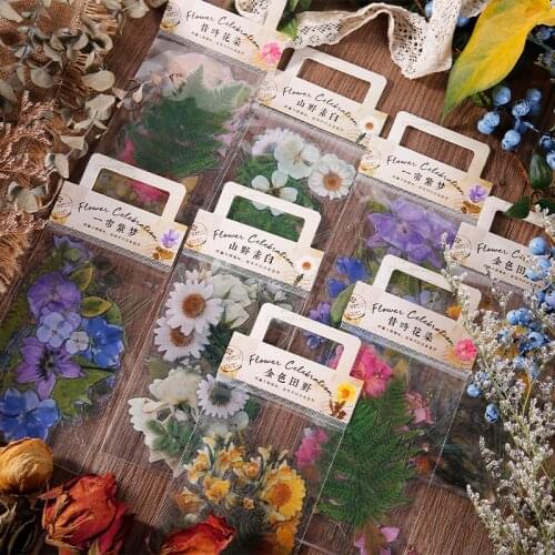 40Pc PET Sticker Bag Retro Botanical Lovely Flower Hand Account Diary DIY Material Stickers Phone Stickers Decoration Stationery