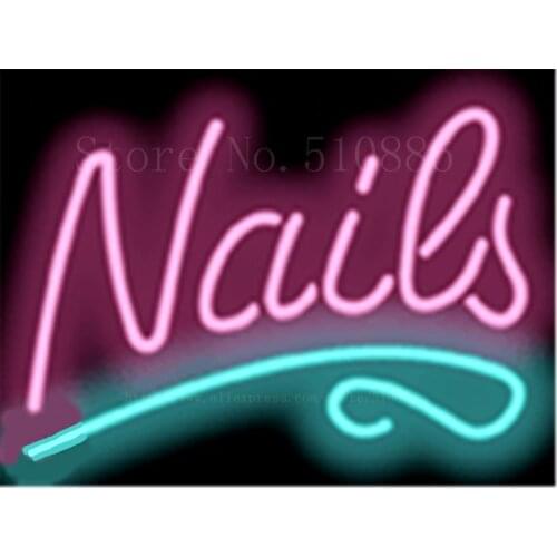 17*14" Nails NEON SIGN REAL GLASS BEER BAR PUB LIGHT SIGNS store display Restaurant shop beauty and body care Advertising Lights
